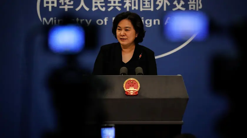 epa10103830 Assistant Minister of Foreign Affairs of China, Hua Chunying speaks during a press conference at the Ministry of Foreign Affairs in Beijing, China, 03 August 2022. US House Speaker Nancy Pelosi began her visit in Taiwan, the highest ranking US official to visit the island in 25 years, despite strong warnings of military action from China. China has responded to the visit by announcing a series of military exercises surrounding Taiwan and trade curbs on the import of fruit and fish from the country as well as stopping shipments of sand to the island. EPA/MARK R. CRISTINO
