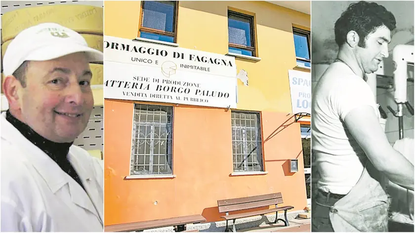 Claudio Foschiani, la sede della latteria turnaria Borgo Paludo, detta anche “Fagagna2”, ed Ennio Adamo, uno dei casari storici della latteria, negli Anni Settanta