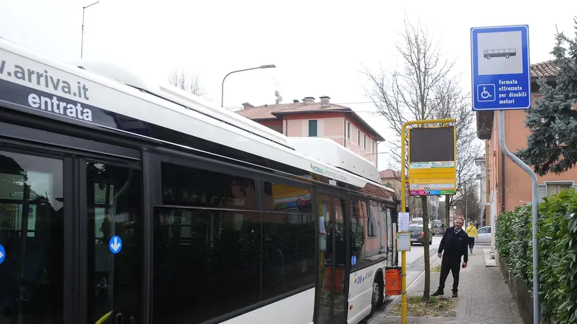 Udine 26 Febbraio 2019 fermata bus handicap Agenzia Petrussi foto Turco Massimo