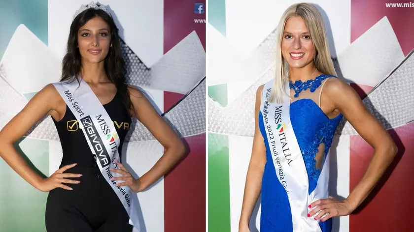 Giorgia De Marchi, 24 anni di Cividale, è stata eletta “Miss Sport Givova Friuli Venezia Giulia”; a destra Alice Toniutti, di Tarcento, con la fascia di “Miss Prefinalista 2022 Friuli Venezia Giulia”