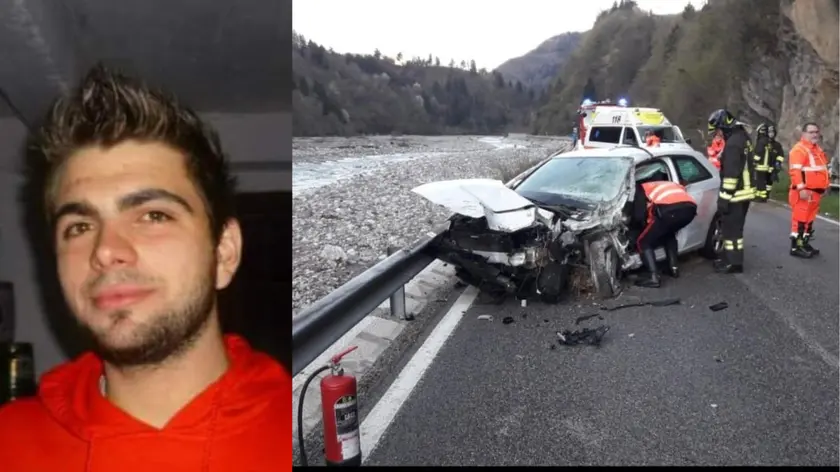 Devis Guida, 31 anni. A destra il luogo dell'incidente a Cedarchis