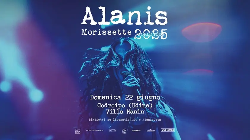 Alanis Morrisette a Codroipo nel 2025: unica data italiana del tour a Villa Manin