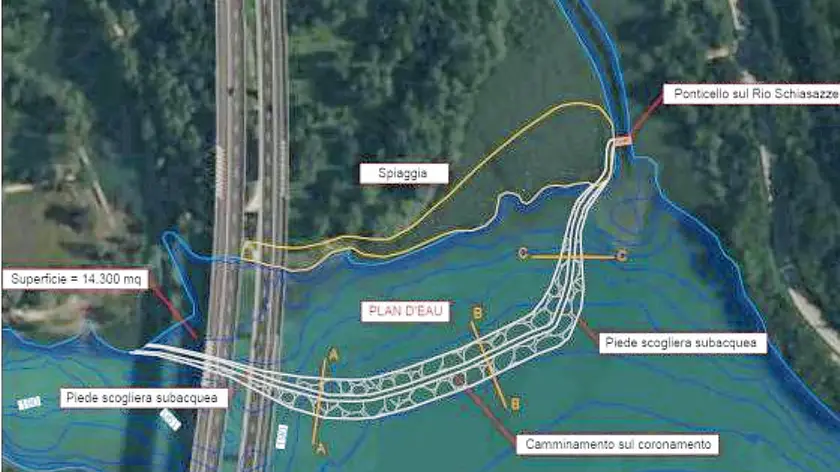 La planimetria del “Plan d'eau” numero 2 a Somplago