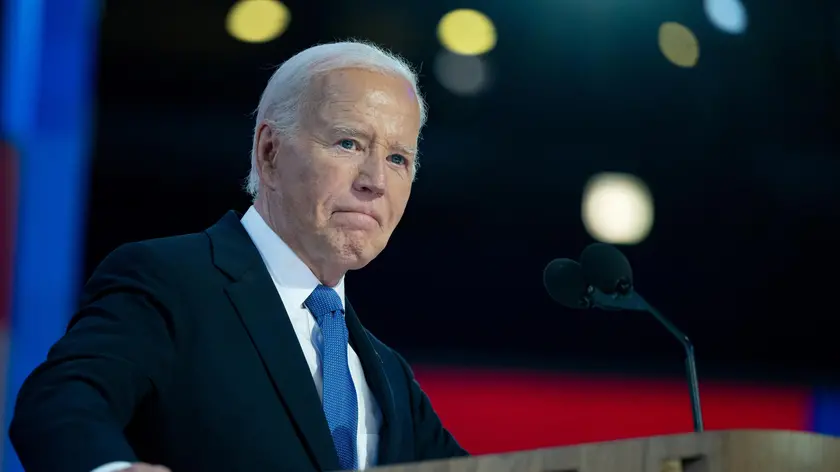 epa11556274 United States President Joe Biden delivers remarks at the 2024 Democratic National Convention in Chicago, Illinois, USA, 19 August 2024 (issued 20 August 2024). The 2024 Democratic National Convention is being held from 19 to 22 August 2024, during which delegates of the United States' Democratic Party will vote on the party's platform and ceremonially vote for the party's nominee for president, Vice President Kamala Harris, and for vice president, Governor Tim Walz of Minnesota, for the upcoming presidential election. EPA/ANNABELLE GORDON / CNP / POOL