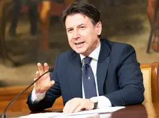 A handout picture made available by the Chigi Palace (Palazzo Chigi) Press Office shows Italian Prime Minister Giuseppe Conte attending the new rules that will be valid for travel and commercial activities from 04 May, in Rome, Italy, 26 April 2020. ANSA/FILIPPO ATTILI/CHIGI PALACE PRESS OFFICE HANDOUT HANDOUT EDITORIAL USE ONLY/NO SALES
