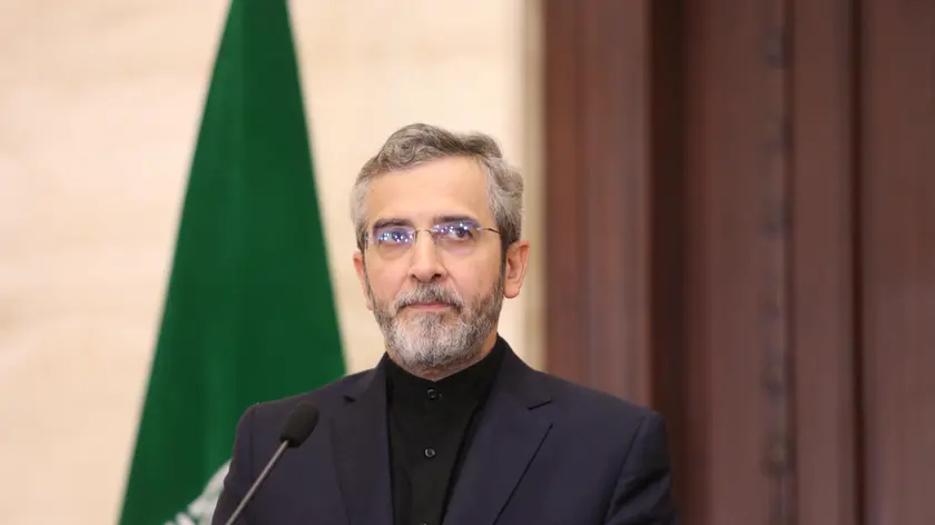 epa11388995 Iranian Acting Foreign Minister Ali Agheri attends a joint press conference with his Syrian counterpart Mekdad in Damascus, Syria, 04 June 2024. Bagheri is on his first official visit to Syria since assuming the interim role following the deaths of Iran's president Raisi and foreign minister Amir-Abdollahian in a helicopter crash last month. EPA/YOUSSEF BADAWI
