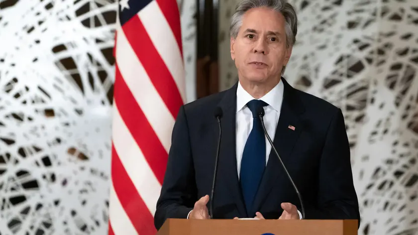 epa11504888 US Secretary of State Antony Blinken speaks during a joint press conference with Japan's Foreign Minister Yoko Kamikawa, India's External Affairs Minister Subrahmanyam Jaishankar, and Australia's Foreign Minister Penny Wong, at Iikura Guest House in Tokyo, Japan 29 July 2024. EPA/Tomohiro Ohsumi/POOL