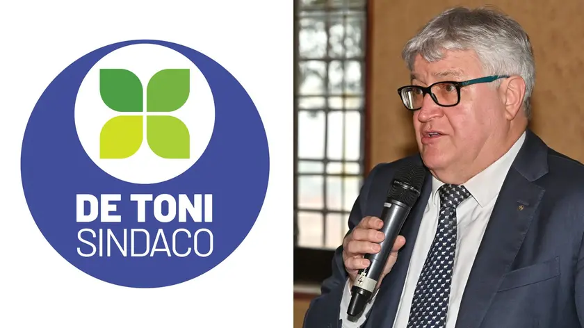 Il nuovo logo della lista “De Toni sindaco” e il candidato Alberto Felice De Toni