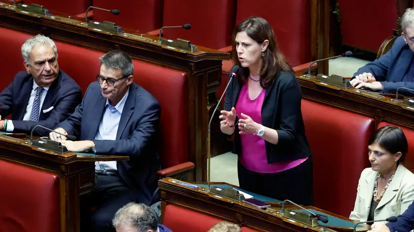 Chiara Braga del Partito Democratico interviene prima dell'informativa urgente sugli esiti del vertice Nato di Washington, Camera dei Deputati, Roma 1 agosto 2024. ANSA/FABIO FRUSTACI