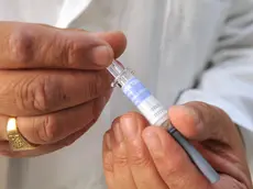 Un medico prepara una siringa monodose con il vaccino contro il virus dell'influenza in un'immagine d'archivio. ANSA/STRINGER