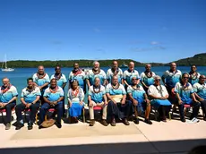 epa11570292 Pacific Nation leaders pose for a family photograph ahead of the leader's retreat during the 53rd Pacific Islands Forum Leaders Meeting in Nuku'alofa, Tonga, 29 August 2024. Leaders from Pacific Island nations are gathering in Tonga for the 53rd Pacific Islands Forum Leaders Meeting. EPA/LUKAS COCH AUSTRALIA AND NEW ZEALAND OUT