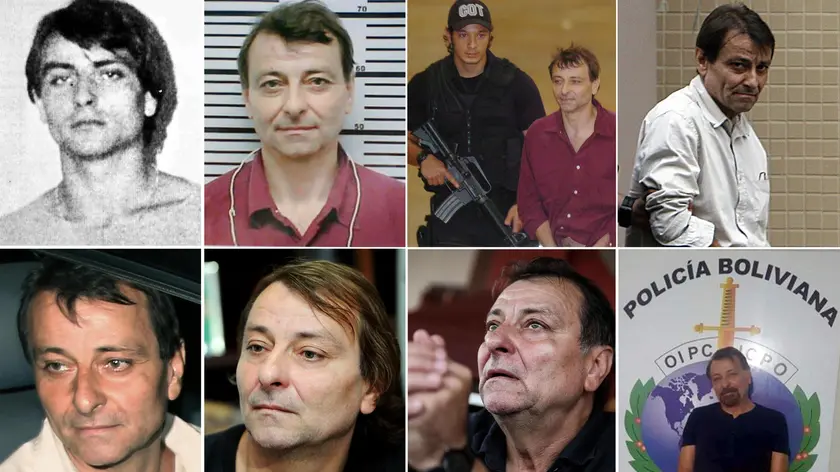 Cesare Battisti l'11 febbraio 2004, il 18 marzo 2007, il 19 marzo 2007, il 10 Dicembre 2009; (S-D, sotto) il 9 giugno 2011, nel 2011, il 30 ottobre 2017, il 13 gennaio 2019 .