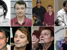 Cesare Battisti l'11 febbraio 2004, il 18 marzo 2007, il 19 marzo 2007, il 10 Dicembre 2009; (S-D, sotto) il 9 giugno 2011, nel 2011, il 30 ottobre 2017, il 13 gennaio 2019 .