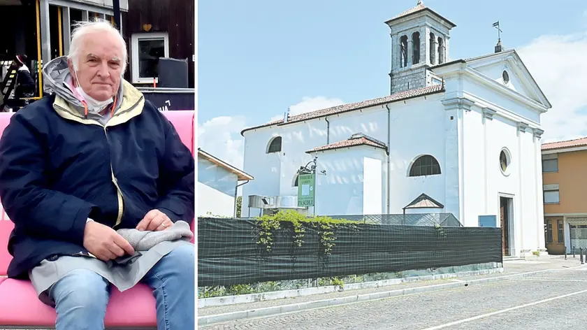 Enzo Cainero e, a destra, l’area dove stanno per partire i primi lavori (Foto Petrussi)