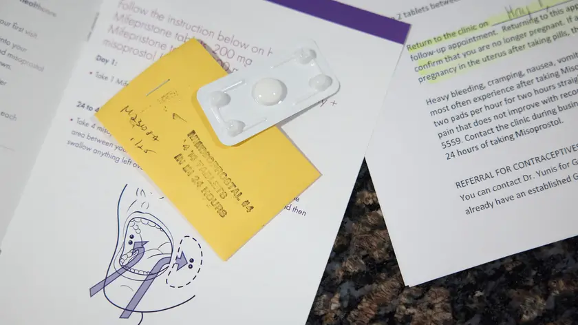 epa11276895 The oral abortion pills Mifepristone and Misoprostol are prepared with directions for a patient at the Acacia Women's Center in Phoenix, Arizona, USA, 12 April 2024 (issued 13 April 2024). Mifepristone, when used together with Misoprostol, is used to end a pregnancy through ten weeks gestation. Patients take the first dose of Mifepristone in the office under doctor supervision, then take the remaining Misoprostol 24 hours later at home. Dr. Ronald Yunis was scheduled to perform 17 surgical abortions and four pill abortions at the clinic on 12 April. On 09 April 2024, the Arizona Supreme Court ruled that an 1864 abortion law, which pre-dates Arizona's statehood and provides no exceptions for rape or incest and allows abortions after six weeks only if the mother's life is in jeopardy, was enforceable. The opinion by Arizona's highest court suggested doctors can be prosecuted under the 1864 law, with the risk of 2-5 years jail time. Fourteen other US states have banned nearly all abortions since the US Supreme Court in 2022 overturned the constitutional right to abortion. Dr. Yunis doesn't know when the law will take effect and how long it will stay in place before it could be repealed. He says it is hard because he doesn't know what to tell women when they are trying to schedule their appointments. Right now, they have to come in and have the procedure as soon as possible, since any day now they may no longer be able to, he says. EPA/ALLISON DINNER ATTENTION: This Image is part of a PHOTO SET
