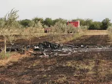 Il luogo dell'incidente con i rottami del velivolo precipitato (foto Petrussi)