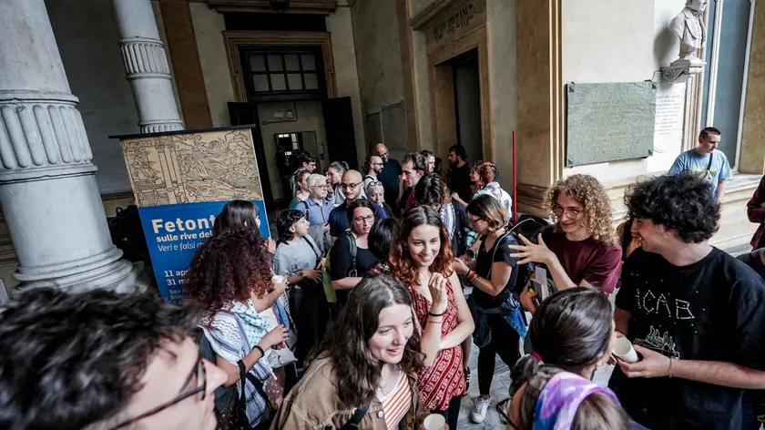 Gli studenti in protesta dopo l'incontro con il rettore dell'università Stefano Geuna. Torino 05 giugno 2024 ANSA/TINO ROMANO