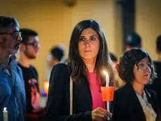 Chiara Appendino alla fiaccolata per l'anniversario della strage operai alla stazione di Brandizzo. Torino 30 agosto 2024 ANSA/TINO ROMANO