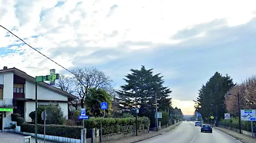 La zona in cui è avvenuto l’incidente stradale a Pagnacco
