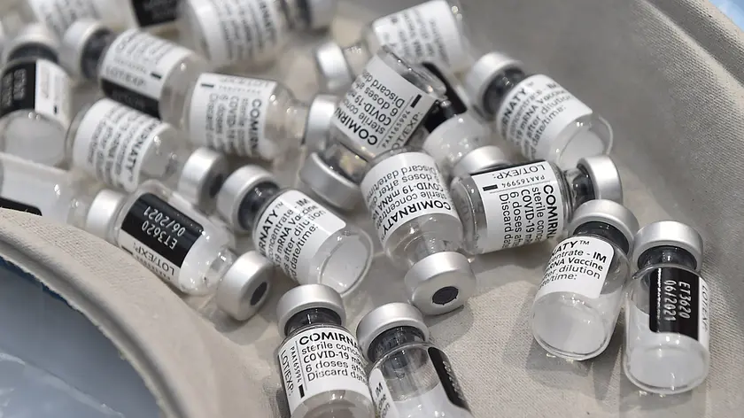 Codroipo 22 Marzo 2021. Vaccinazioni Covid 19 con sindaco e Comandante dei vigili. © Foto Petrussi