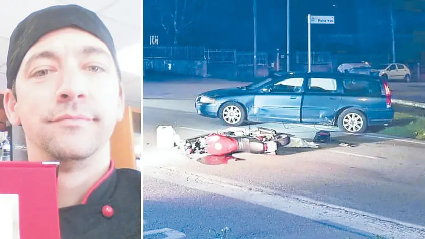 Fabrizio Cimino e il luogo dell’incidente, avvenuto lungo la statale 54 a Cividale