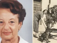 Claudia Ceresa e, nella foto a destra, quando era bambina con la madre e il cane