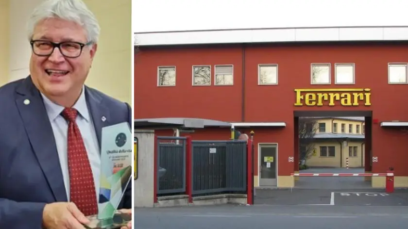 A sinistra il sindaco di Udine Alberto Felice De Toni; a destra la sede della Ferrari a Maranello