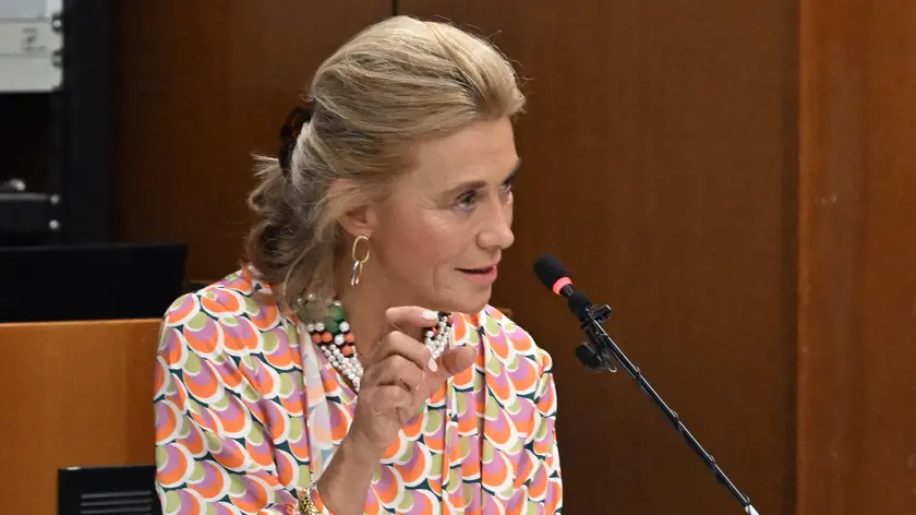 Elisabetta Belloni, direttrice del DIS, nell'Aula Occorsio del tribunale di Roma, dove si celebra il processo per l'uccisione in Egitto del ricercatore Giulio Regeni, Roma 24 settembre 2024. ANSA/MAURIZIO BRAMBATTI