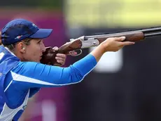 epa03324796 Chiara Cainero of Italy competes in the Women Skeet final during the London 2012 Olympic Games Shooting competition at the Royal Artillery Barracks, south east London, Britain, 29 July 2012. EPA/GEOFF CADDICK