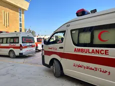 epa10956129 Ambulances cross the Rafah border crossing between the Gaza Strip and Egypt to bring injured people, in Rafah, Egypt, 03 November 2023. As per the agreement made by Egypt, Israel, and Hamas, a number of foreign nationals and individuals with critical injuries will be permitted to evacuate the besieged territory. More than 8,500 Palestinians and at least 1,400 Israelis have been killed, according to the Israel Defense Forces (IDF) and the Palestinian health authority, since Hamas militants launched an attack against Israel from the Gaza Strip on 07 October, and the Israeli operations in Gaza and the West Bank which followed it. EPA/STRINGER