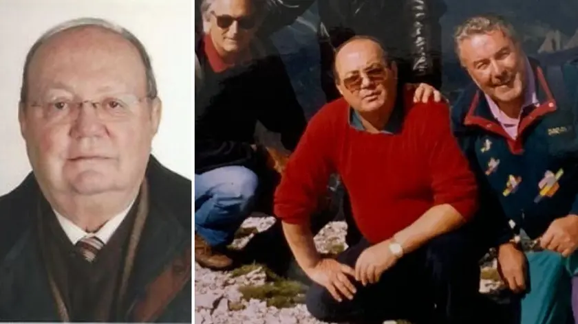 Un primo piano di Umberto Toppazzini; a destra l'imprenditore friulano durante un'escursione in compagnia