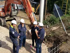 Debora Serracchiani (Presidente Regione FVG) nell'area di realizzazione del guado sulla strada regionale 260 per Amatrice (Rieti) - 31/08/2016