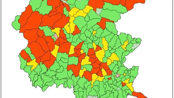 La mappa delle aree prioritarie per l'attuazione del piano di riduzione del rischio connesso all'esposizione del radon