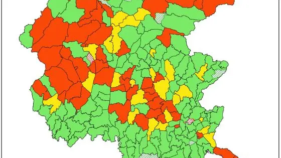 La mappa delle aree prioritarie per l'attuazione del piano di riduzione del rischio connesso all'esposizione del radon