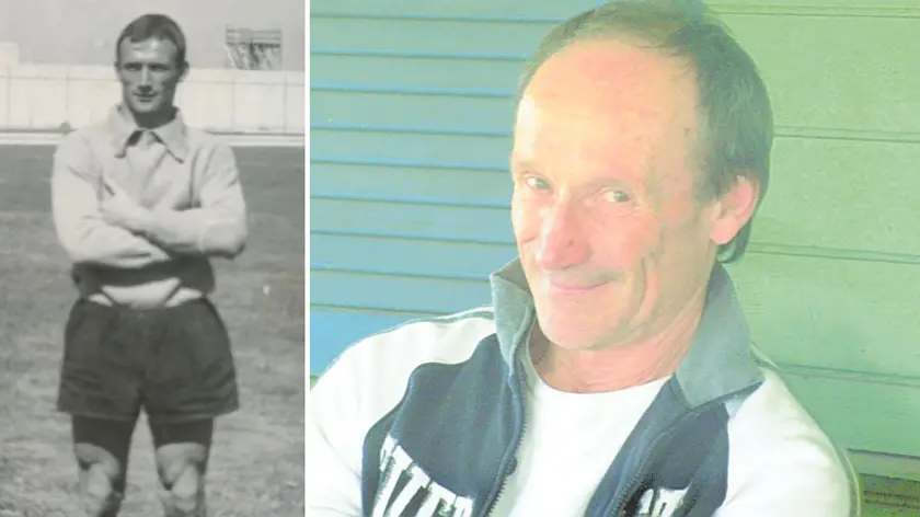 Gortan in una foto recente e, a sinistra, con la divisa da portiere