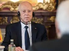 epa10765841 A handout photo made available by the Quirinale Palace shows Italian President Sergio Mattarella (R) and Tunisian President Kais Saied (L) holding a meeting at Quirinale Palace in Rome, Italy, 24 July 2023. EPA/QUIRINALE HANDOUT HANDOUT EDITORIAL USE ONLY/NO SALES