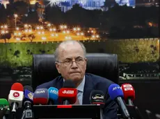 epa11255228 The new Prime Minister of the State of Palestine Mohammad Mustafa heads the first meeting of the new government, at the Palestinian government headquarter in the West Bank town of Ramallah, 02 April 2024. Palestinian President Mahmoud Abbas chose the 69-year-old business figure Mohammad Mustafa for the post of Prime Minister and asked him to form a government, after Mohammad Shtayyeh resigned as prime minister in February 2024. EPA/ALAA BADARNEH