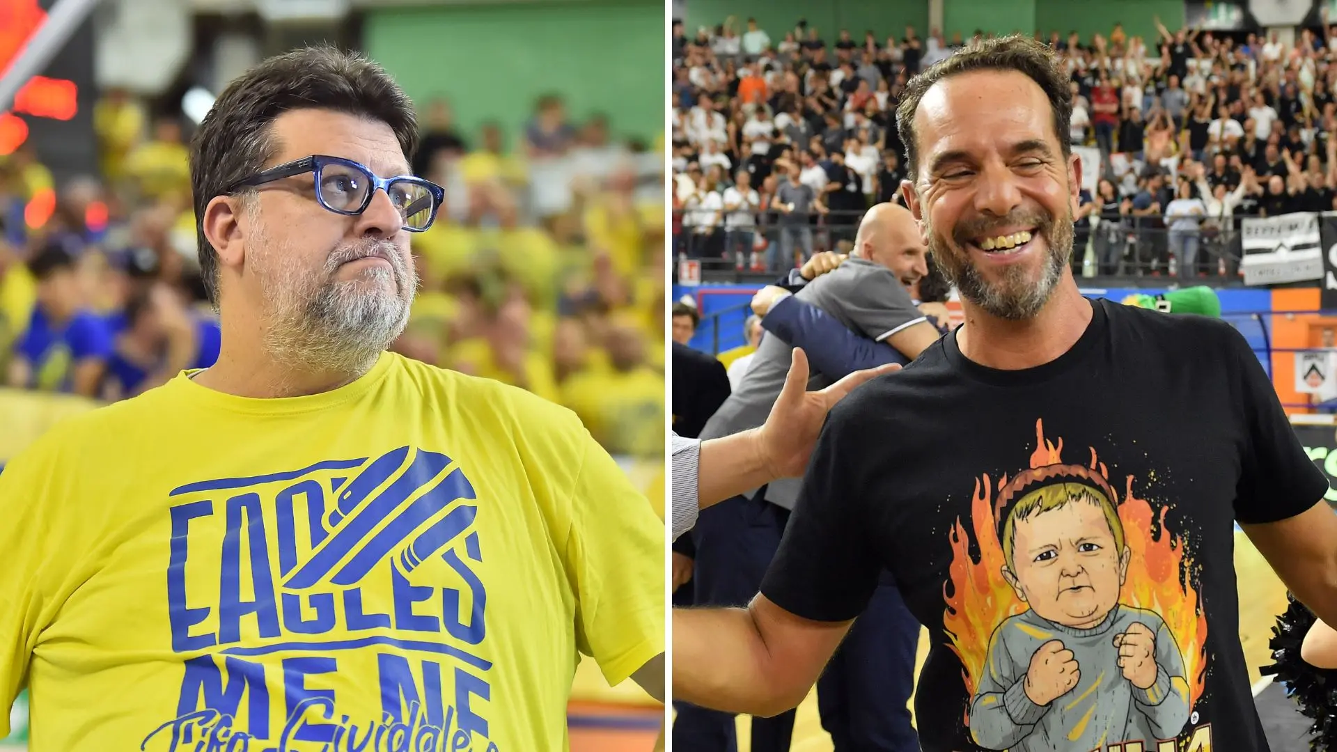 Il derby era anche tra loro due: i presidenti Davide Micalich (Cividale) e, a destra, Alessandro Pedone (Udine)