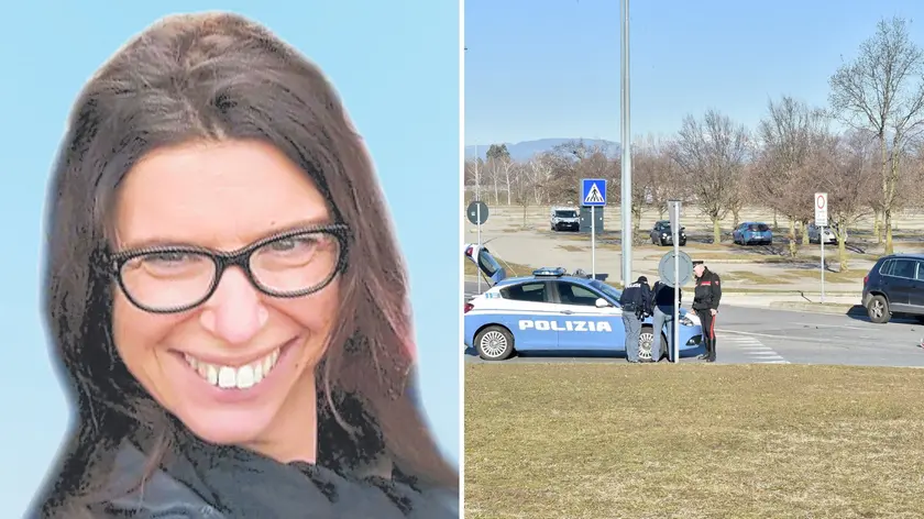 Erika Niemiz (foto tratta dal suo profilo Facebook) e la polizia sul luogo dell’incidente nella zona dello stadio Friuli