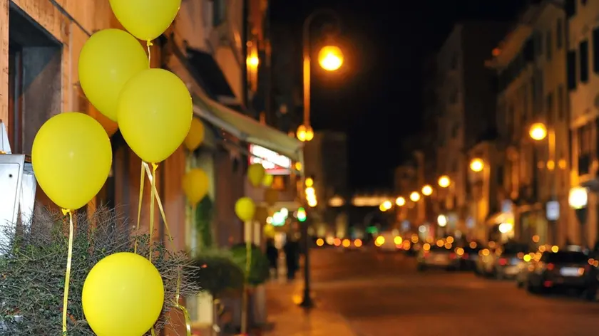 Udine 08 marzo 2017 Palloncini gialli in via Aquileia. Copyright Foto Petrussi / Ferraro Simone