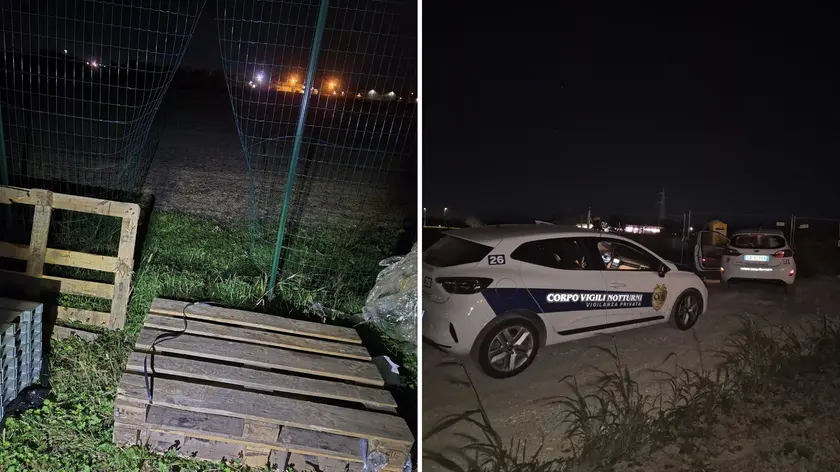 A destra il foro aperto nella recinzione