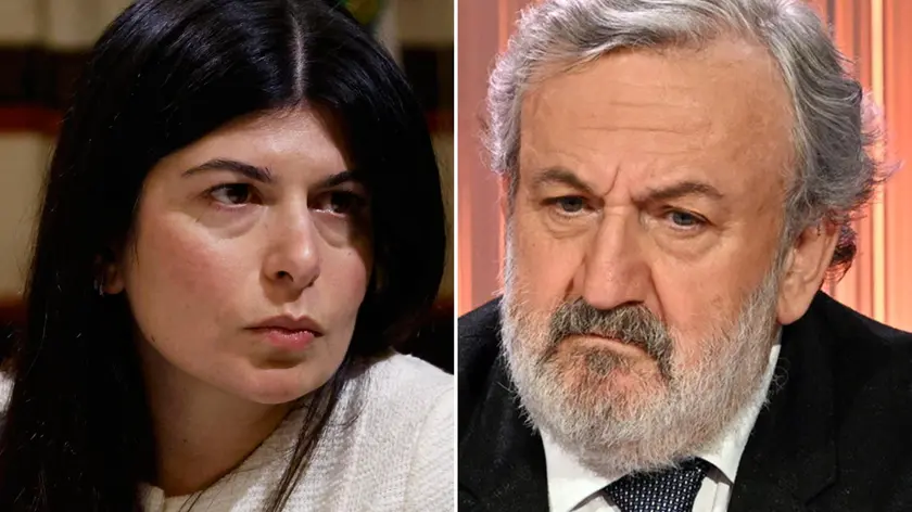In due foto combinate la presidente della commissione antimafia, Chiara Colosimo e il il presidente della Puglia Michele Emiliano. Roma 02 maggio 2024 ANSA