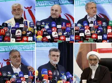 epa11399963 (FILE) - A combo picture shows six presidential candidates (top-L to R) Saeed Jalili, Mohammad Bagher Ghalibaf, Masoud Pezeshkian, and (bottom-R to L) Mostafa Pourmohammadi, Amir-Hossein Ghazizadeh Hashemi, and Alireza Zakani, in Tehran, Iran (issued 09 June 2024). Iranian guardian council on 09 June 2024 approved the six presidential candidates Mohammad Bagher Ghalibaf, Saeed Jalili, Alireza Zakani, Mostafa Pourmohammadi, Amir-Hossein Ghazizadeh Hashemi, and Masoud Pezeshkian to run in the presidential election on 28 June 2024. EPA/ABEDIN TAHERKENAREH