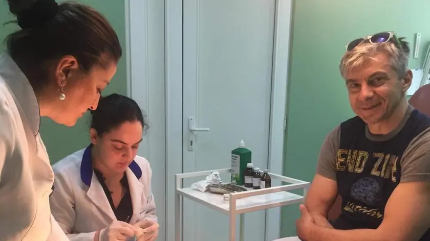 L'imprenditore Massimo Masotti nella clinica di Tiblisi