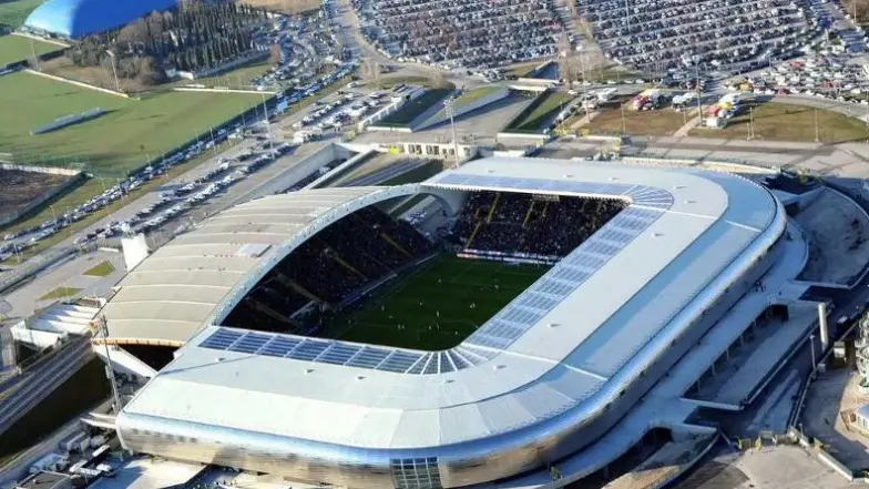 Una veduta aerea dello stadio Friuli, casa dell'Udinese