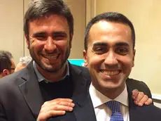 Il candidato premier del M5s Luigi di Maio con Alessandro di Battista nella sede del comitato elettorale del M5s in una foto tratta dal profilo facebook di Di Battista. ++ ATTENZIONE LA FOTO NON PUO' ESSERE PUBBLICATA O RIPRODOTTA SENZA L'AUTORIZZAZIONE DELLA FONTE DI ORIGINE CUI SI RINVIA +++