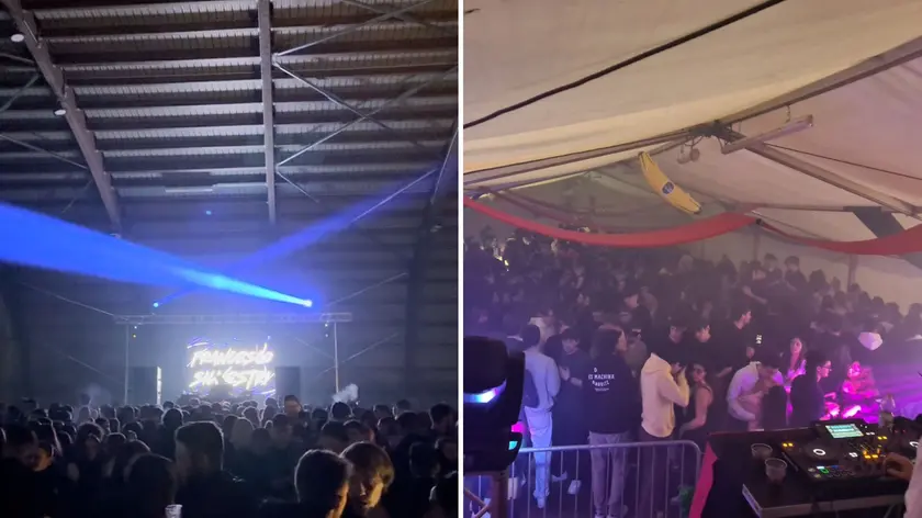 La festa a Tolmezzo e a destra il party a Ovaro