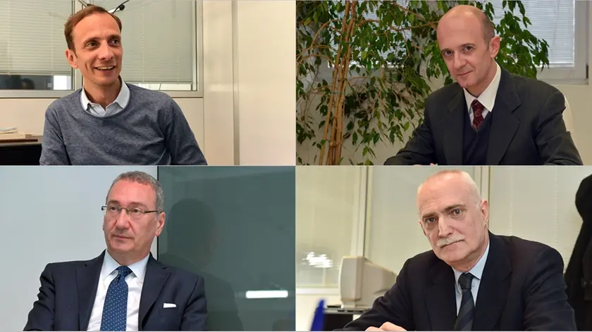 A partire da sinistra, in alto: Massimiliano Fedriga e Alessandro Fraleoni Morgera; In basso: Sergio Bolzonello e Sergio Cecotti