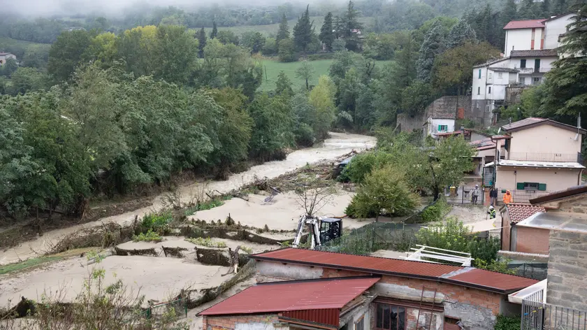 La piena della notte ha lasciato numerosi danni Modigliana (Forlì - Cesena), 19 settembre 2024./// The flood of the night left numerous damages in Modigliana (Forlì - Cesena, Emilia Romagna region, Italy), 19 September 2024. ANSA/MAX CAVALLARI