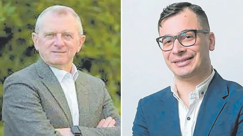 Il sindaco Umberto Scarabello e, a destra, il consigliere Leonardo Esposito